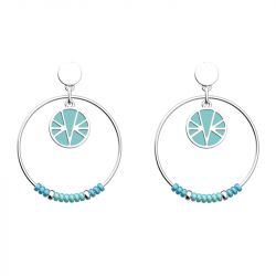 Boucles d'oreilles pendantes femme les cadettes summer ibiza cyan laiton argenté - boucles-d-oreilles-femme - edora - 0