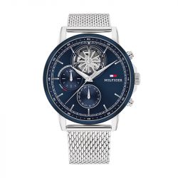 Montre chronographe homme tommy hilfiger stewart acier milanais argenté - chronographes - edora - 0