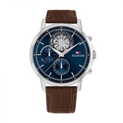 Montre chronographe homme tommy hilfiger stewart cuir brun - chronographes - edora - 0