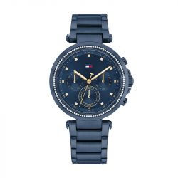 Montre chronographe femme tommy hilfiger emily acier bleu - chronographes - edora - 0