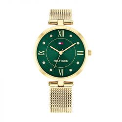 Montre femme tommy hilfiger ella vert acier milanais doré - analogiques - edora - 0