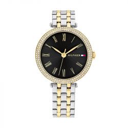 Montre femme tommy hilfiger natalie noir acier bicolore - analogiques - edora - 0