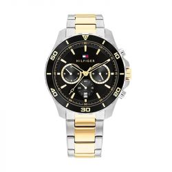 Montre chronographe homme tommy hilfiger jordan noir acier bicolore - chronographes - edora - 0