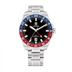 Montre homme tommy hilfiger th85 gmt noir acier argenté - analogiques - edora - 0