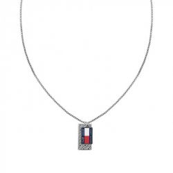 Collier plaque homme tommy hilfiger anthony ramos acier argenté - plus-de-colliers-hommes - edora - 0