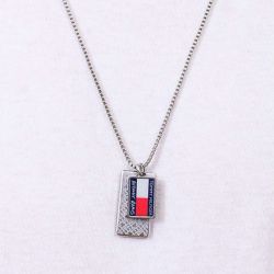 Collier plaque homme tommy hilfiger anthony ramos acier argenté - plus-de-colliers-hommes - edora - 2