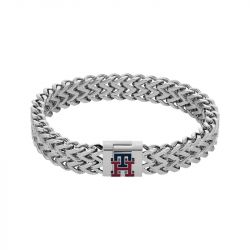 Bracelet homme 19cm tommy hilfiger monogram acier argenté - plus-de-bracelets-hommes - edora - 0