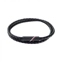 Bracelet homme 19cm tommy hilfiger 2.0 cuir noir - plus-de-bracelets-hommes - edora - 0