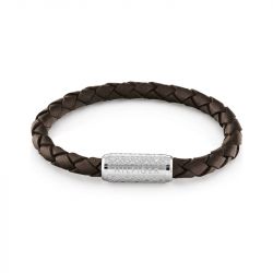 Bracelet homme 19cm tommy hilfiger exploded cuir brun - plus-de-bracelets-hommes - edora - 0