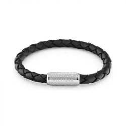 Bracelet homme 19cm tommy hilfiger exploded cuir noir - plus-de-bracelets-hommes - edora - 0