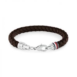 Bracelet homme 19cm tommy hilfiger iconic cuir brun - plus-de-bracelets-hommes - edora - 0