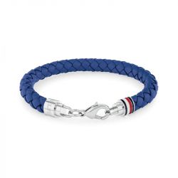 Bracelet homme 19cm tommy hilfiger iconic cuir bleu - plus-de-bracelets-hommes - edora - 0