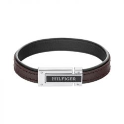 Bracelet homme 19cm tommy hilfiger flat cuir brun - plus-de-bracelets-hommes - edora - 0