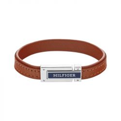 Bracelet homme 19cm tommy hilfiger flat cuir brun - plus-de-bracelets-hommes - edora - 0