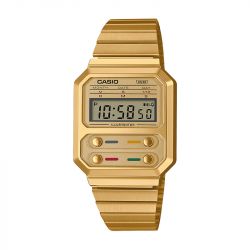 Montre digitale mixte casio edgy collection acier doré - digitales - edora - 0