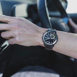 Montre chronographe connectée homme casio edifice sospensione acier noir - connectees - edora - 3