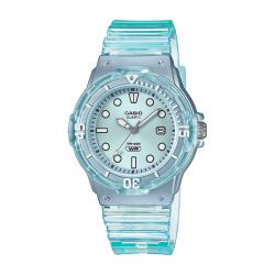 Montre femme casio timeless "pop" résine bleue transparente - analogiques - edora - 0