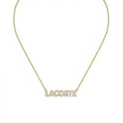 Collier femme 41cm lacoste script acier doré - plus-de-colliers-femmes - edora - 0