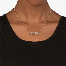 Collier femme 41cm lacoste script acier doré - plus-de-colliers-femmes - edora - 2