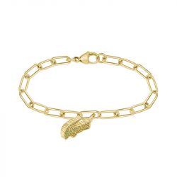 Bracelet femme 19cm lacoste crocodile acier doré - chaines - edora - 0