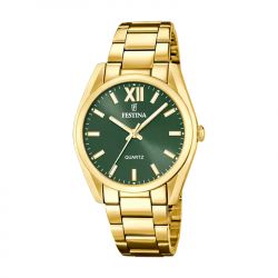 Montre femme festina boyfriend vert acier doré - analogiques - edora - 0