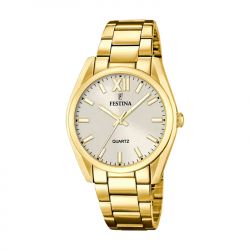 Montre femme festina boyfriend champagne acier doré - analogiques - edora - 0