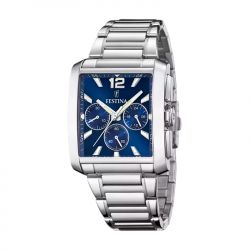 Montre chronographe homme festina on the square bleu acier argenté - chronographes - edora - 0