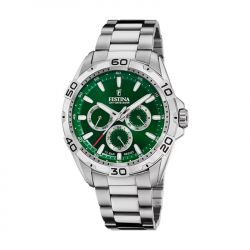 Montre homme festina multifunction collection vert acier argenté - analogiques - edora - 0