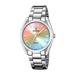 Montre femme festina boyfriend arc en ciel acier argenté - analogiques - edora - 0