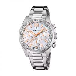 Montre chronographe femme festina boyfriend ivory acier argenté - chronographes - edora - 0