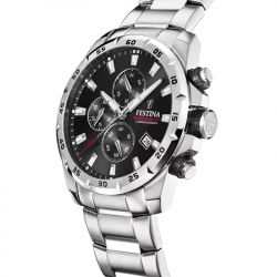 Montre chronographe homme festina timeless chronograph acier argenté - chronographes - edora - 2