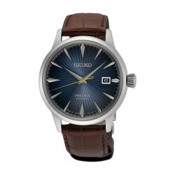 Montre automatique homme seiko presage bleu cuir brun - automatiques - edora - 0