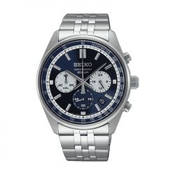 Montre chronographe homme seiko sport bleu acier argenté - chronographes - edora - 0