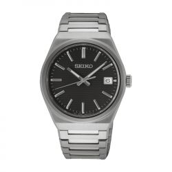 Montre homme seiko classique noir acier argenté - analogiques - edora - 0