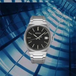 Montre homme seiko classique noir acier argenté - analogiques - edora - 1