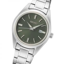 Montre chronographe homme seiko classique vert acier argenté - chronographes - edora - 1