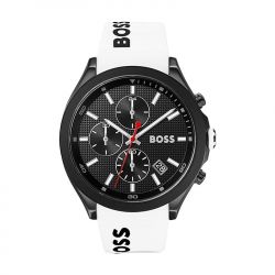 Montre chronographe homme boss velocity silicone blanc - chronographes - edora - 0