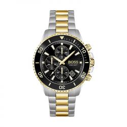 Montre chronographe homme boss admiral noir acier bicolore - chronographes - edora - 0