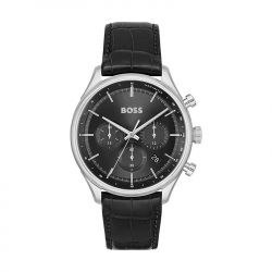 Montre chronographe homme boss gregor cuir noir - chronographes - edora - 0