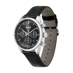 Montre chronographe homme boss gregor cuir noir - chronographes - edora - 1