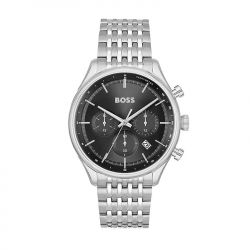 Montre chronographe homme boss gregor noir acier argenté - chronographes - edora - 0