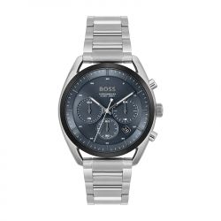 Montre chronographe homme boss top bleu acier argenté - chronographes - edora - 0