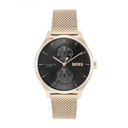 Montre homme boss tyler noir acier doré rose - analogiques - edora - 0