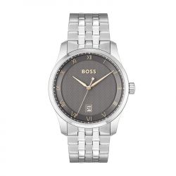 Montre homme boss principle noir acier argenté - analogiques - edora - 0