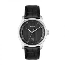 Montre homme boss principle noir cuir noir - analogiques - edora - 0