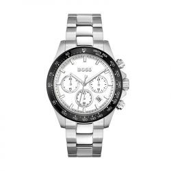 Montre chronographe homme boss hero blanc acier argenté - chronographes - edora - 0