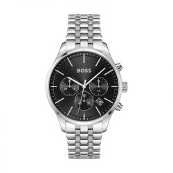 Montre chronographe homme boss avery noir acier argenté - chronographes - edora - 0