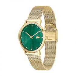 Montre femme lacoste crocorigin vert acier doré - analogiques - edora - 2