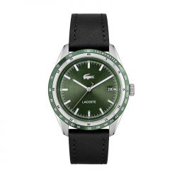 Montre homme lacoste everett vert cuir noir - analogiques - edora - 0