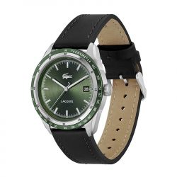 Montre homme lacoste everett vert cuir noir - analogiques - edora - 1